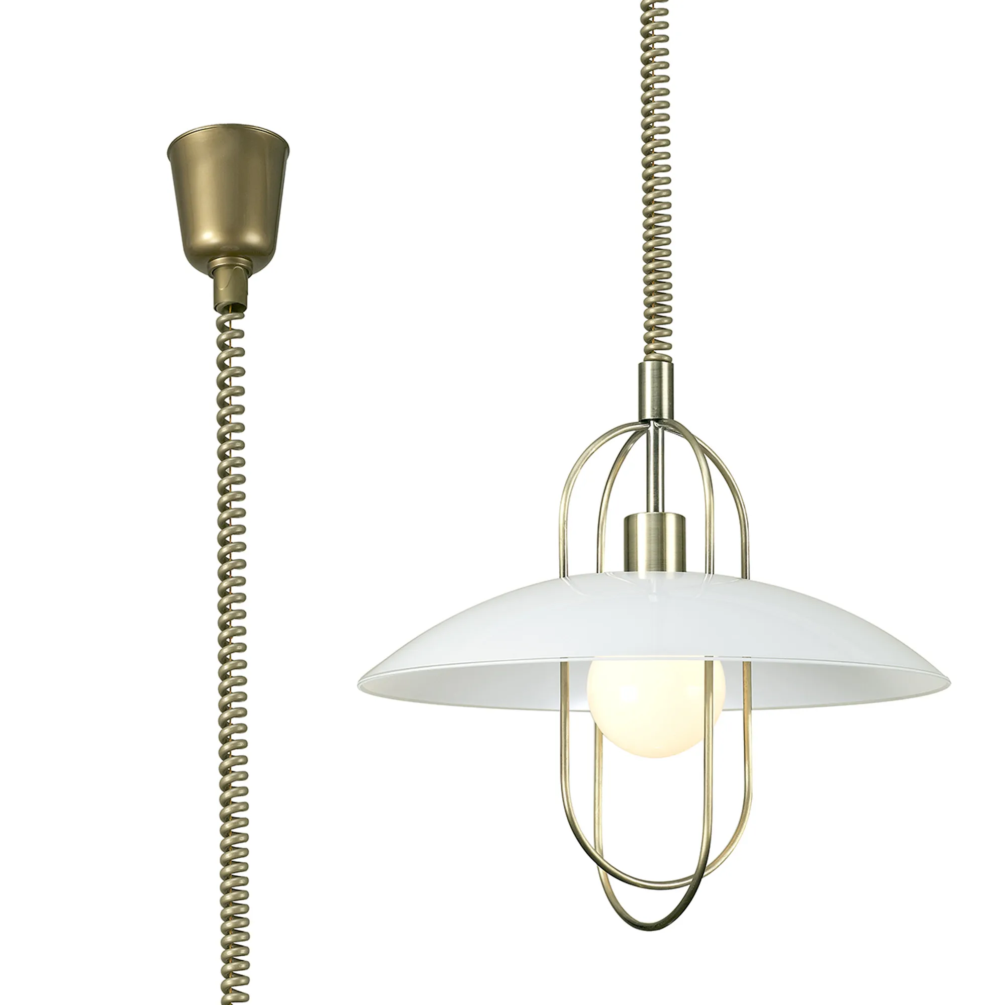 D0267  Riva Glass Rise & Fall Pendant 1 Light Antique Brass